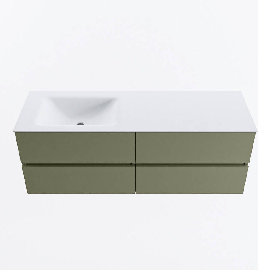 Mondiaz VICA 140cm badmeubel onderkast Army 4 lades. Wastafel CLOUD links 1 kraangat kleur Talc.