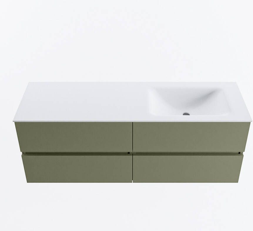 Mondiaz VICA 140cm badmeubel onderkast Army 4 lades. Wastafel CLOUD rechts 1 kraangat kleur Talc.