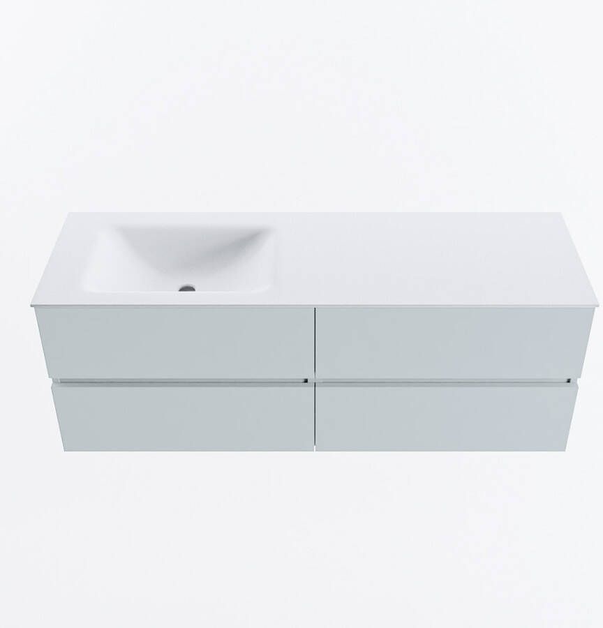 Mondiaz VICA 140cm badmeubel onderkast Clay 4 lades. Wastafel CLOUD links 1 kraangat kleur Talc.