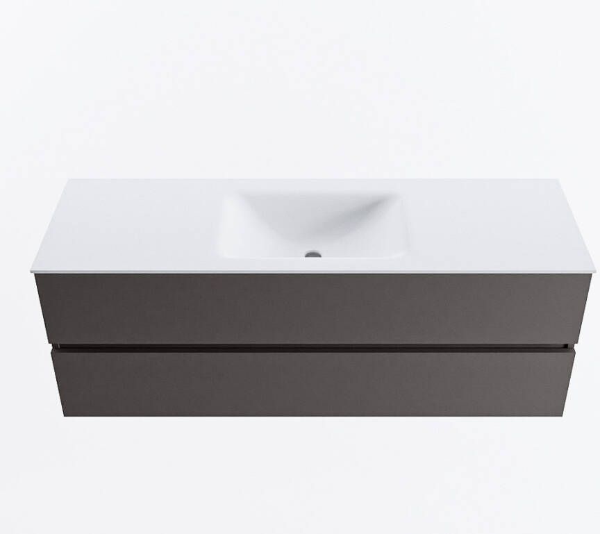 Mondiaz VICA 140cm badmeubel onderkast Dark Grey 2 lades. Wastafel CLOUD midden 1 kraangat kleur Talc.