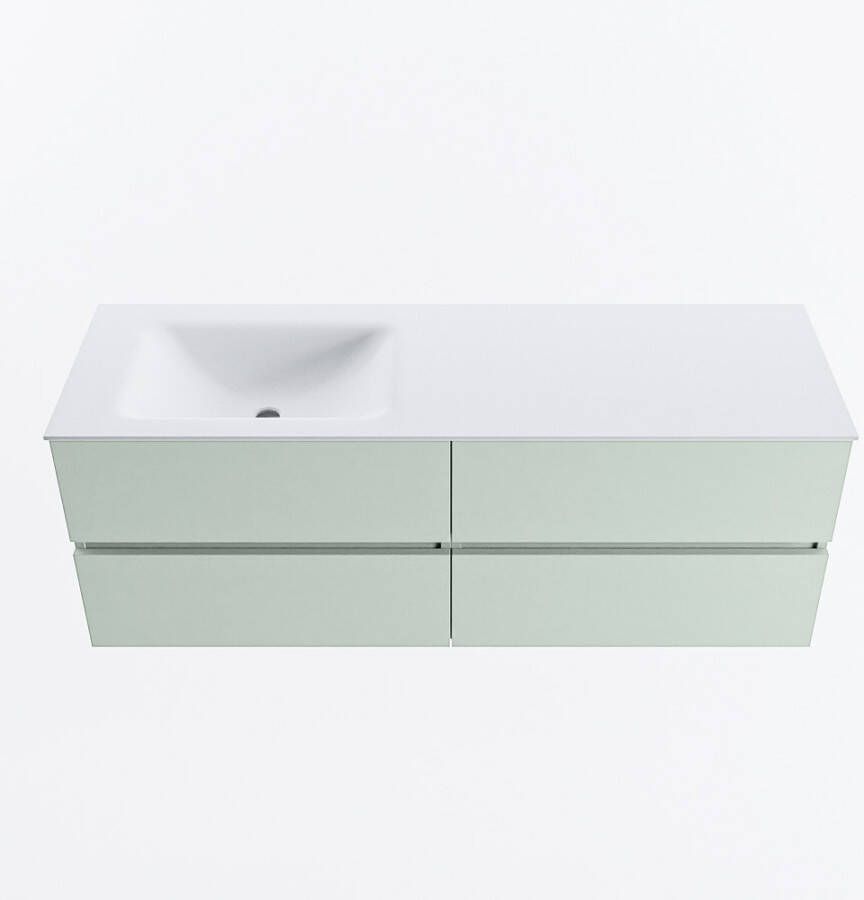 Mondiaz VICA 140cm badmeubel onderkast Greey 4 lades. Wastafel CLOUD links 1 kraangat kleur Talc.