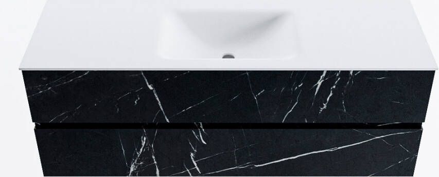 Mondiaz VICA 140cm badmeubel onderkast Marquina 2 lades. Wastafel CLOUD midden 1 kraangat kleur Talc.