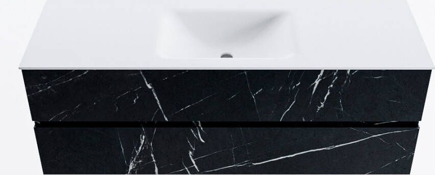 Mondiaz VICA 140cm badmeubel onderkast Marquina 2 lades. Wastafel CLOUD midden zonder kraangat kleur Talc.
