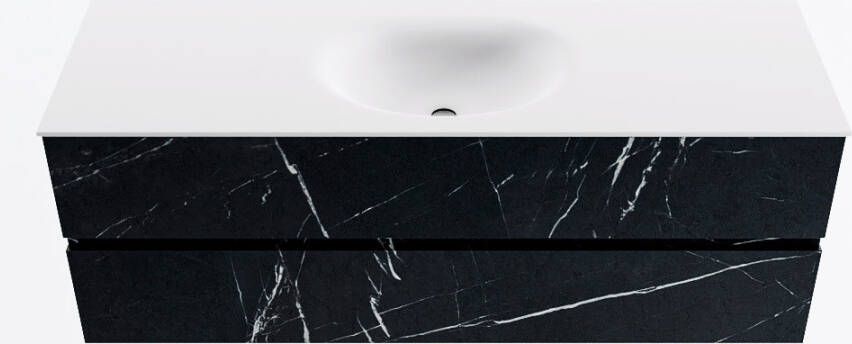 Mondiaz VICA 140cm badmeubel onderkast Marquina 2 lades. Wastafel MOON midden 1 kraangat kleur Talc.