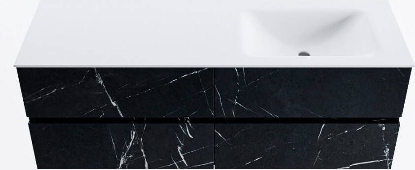 Mondiaz VICA 140cm badmeubel onderkast Marquina 4 lades. Wastafel CLOUD rechts 1 kraangat kleur Talc.