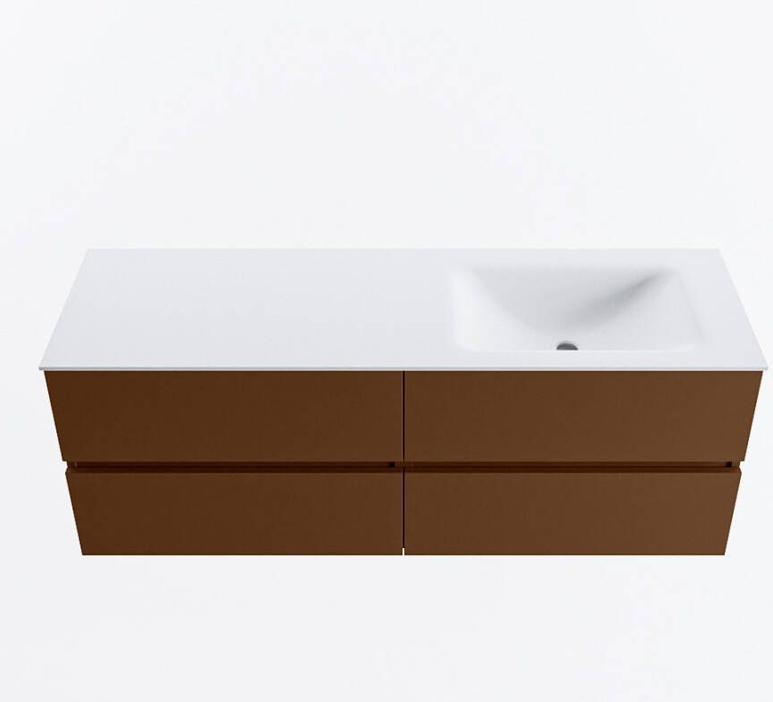 Mondiaz VICA 140cm badmeubel onderkast Rust 4 lades. Wastafel CLOUD rechts 1 kraangat kleur Talc.