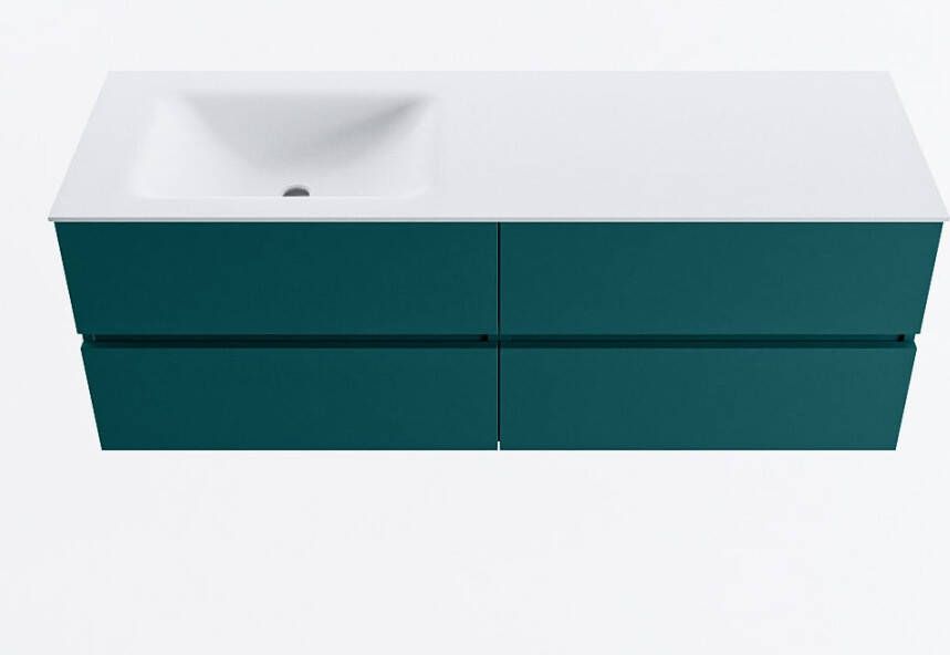 Mondiaz VICA 140cm badmeubel onderkast Smag 4 lades. Wastafel CLOUD links 1 kraangat kleur Talc.