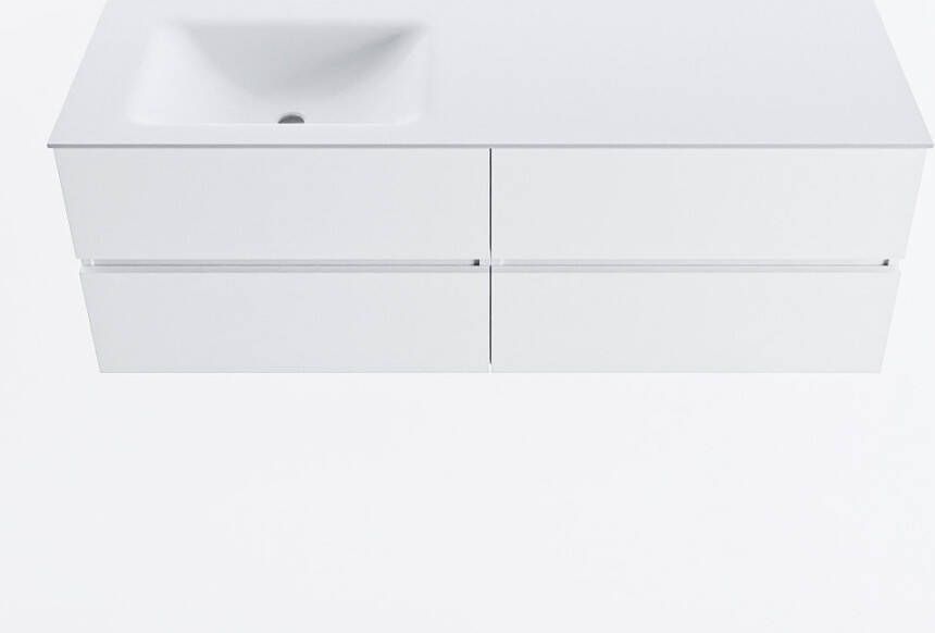 Mondiaz VICA 140cm badmeubel onderkast Talc 4 lades. Wastafel CLOUD links 1 kraangat kleur Talc.