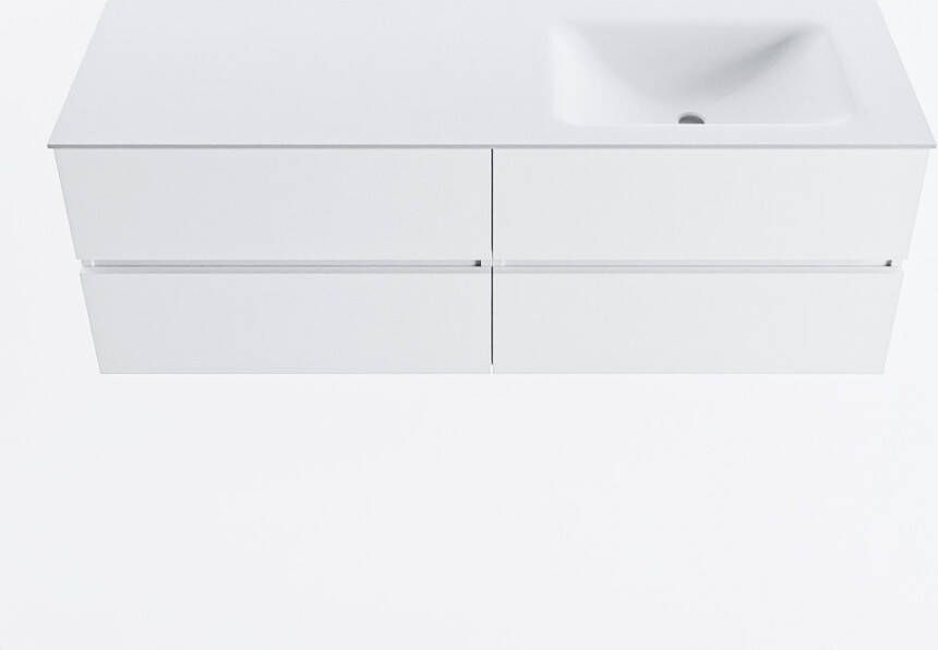 Mondiaz VICA 140cm badmeubel onderkast Talc 4 lades. Wastafel CLOUD rechts 1 kraangat kleur Talc.