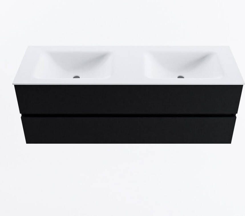 Mondiaz VICA 140cm badmeubel onderkast Urban 2 lades. Wastafel CLOUD dubbel zonder kraangat kleur Talc.
