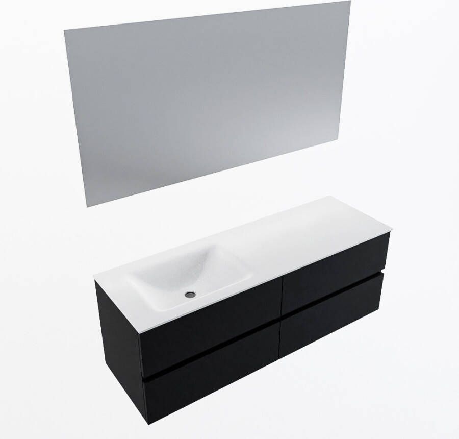 Mondiaz VICA 140cm badmeubel onderkast Urban 4 lades. Wastafel CLOUD links zonder kraangat kleur Talc.