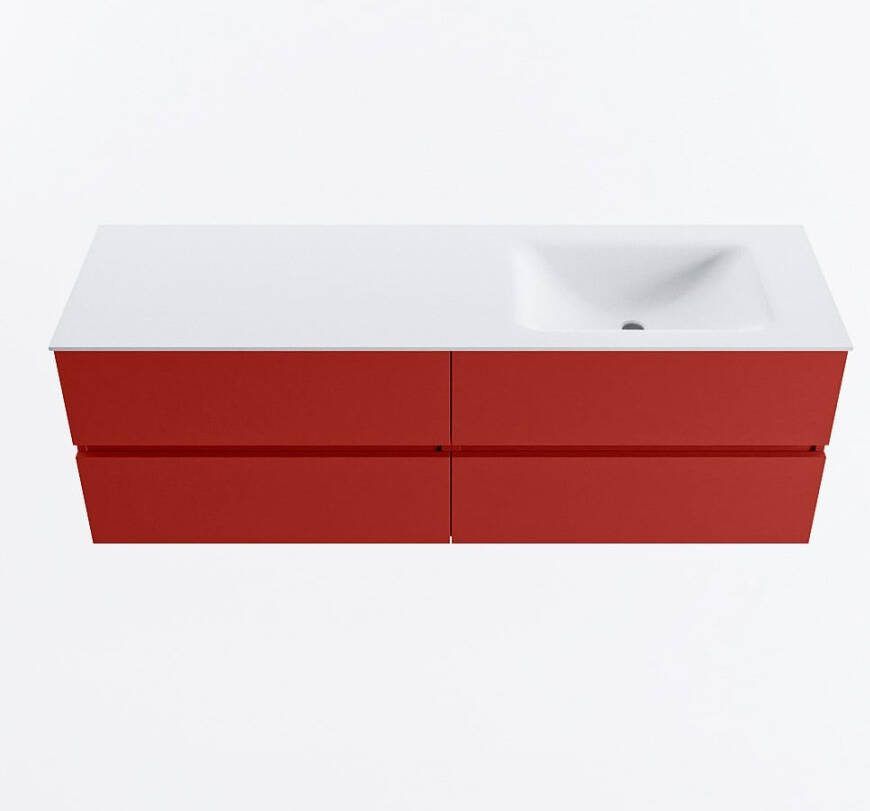 Mondiaz VICA 150cm badmeubel onderkast Fire 4 lades. Wastafel CLOUD rechts 1 kraangat kleur Talc.