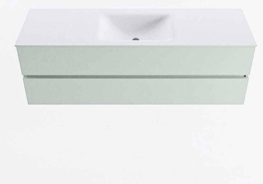 Mondiaz VICA 150cm badmeubel onderkast Greey 2 lades. Wastafel CLOUD midden zonder kraangat kleur Talc.