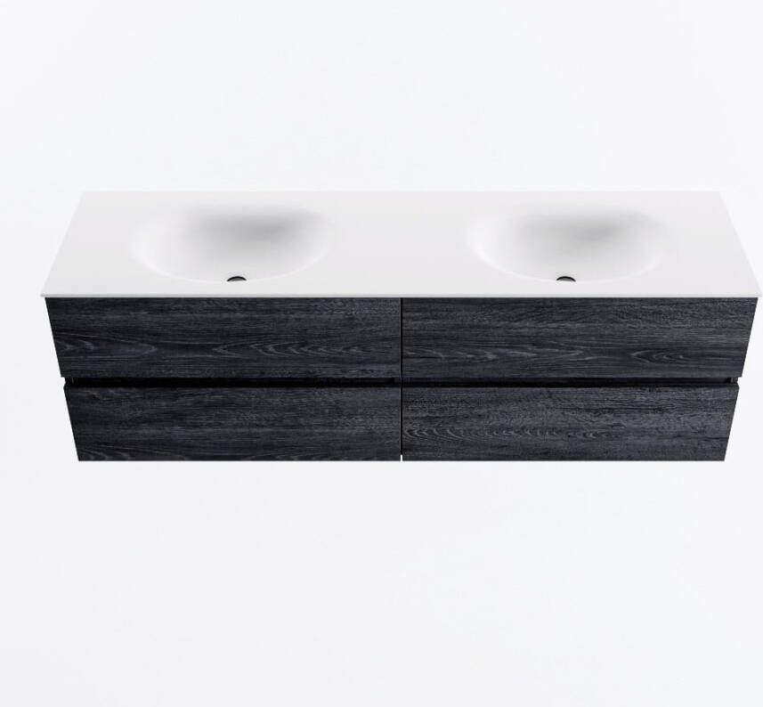 Mondiaz VICA 160cm badmeubel onderkast Antracite 4 lades. Wastafel MOON dubbel 2 kraangaten kleur Talc.