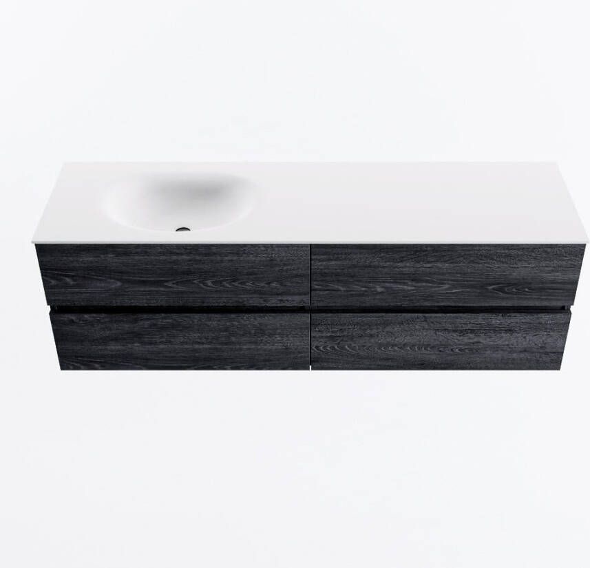 Mondiaz VICA 160cm badmeubel onderkast Antracite 4 lades. Wastafel MOON links 1 kraangat kleur Talc.