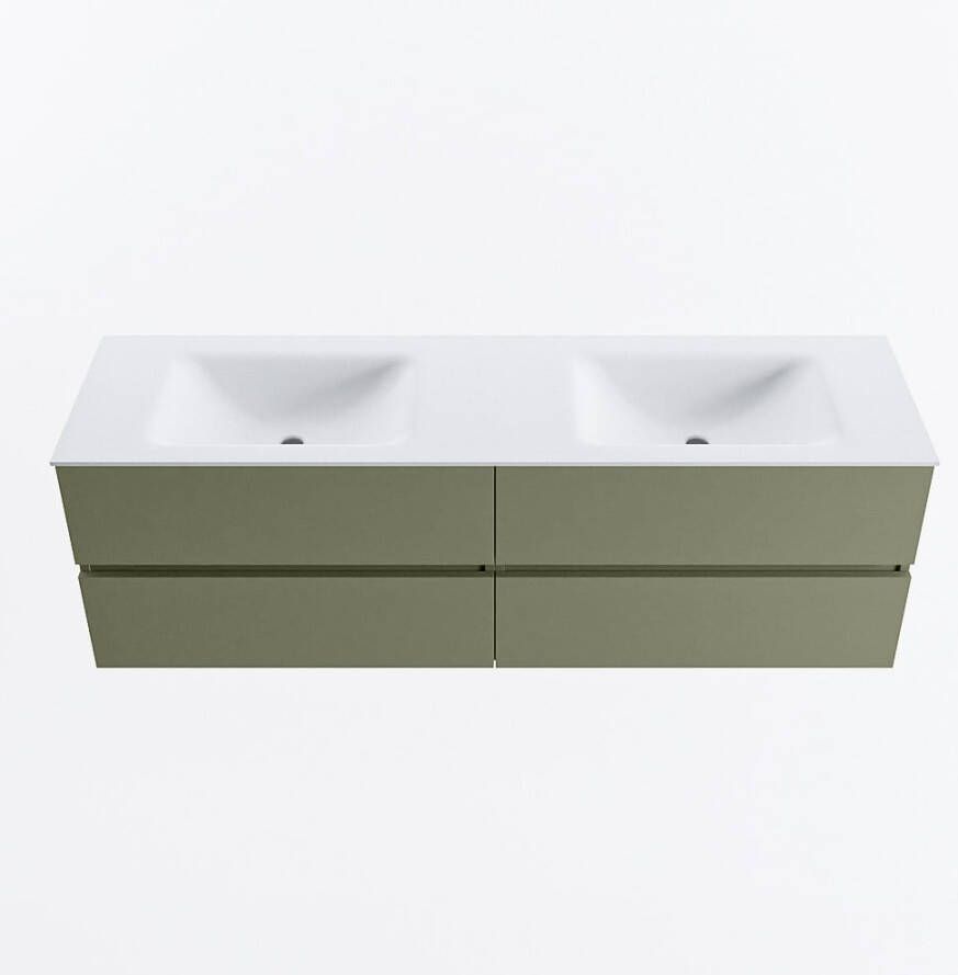 Mondiaz VICA 160cm badmeubel onderkast Army 4 lades. Wastafel CLOUD dubbel 2 kraangaten kleur Talc.