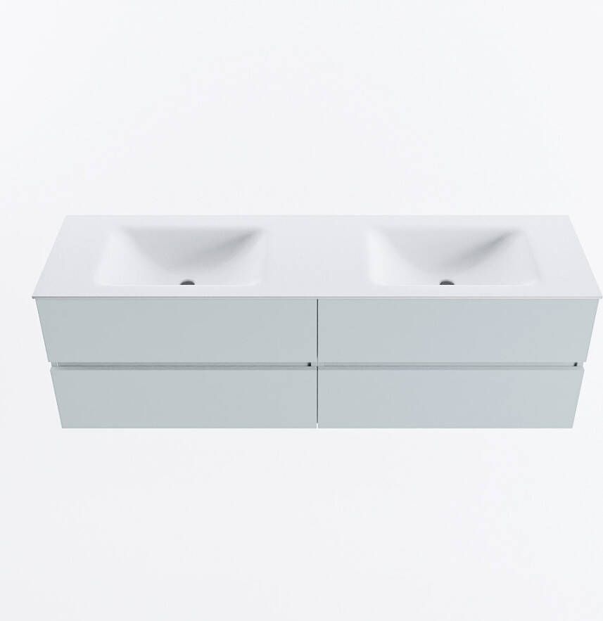 Mondiaz VICA 160cm badmeubel onderkast Clay 4 lades. Wastafel CLOUD dubbel 2 kraangaten kleur Talc.