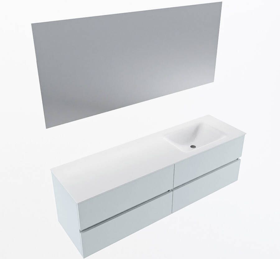 Mondiaz VICA 160cm badmeubel onderkast Clay 4 lades. Wastafel CLOUD rechts zonder kraangat kleur Talc.