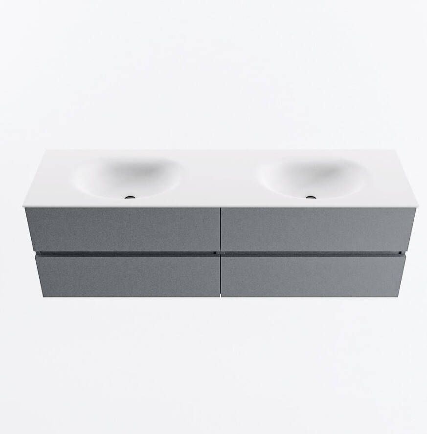 Mondiaz VICA 160cm badmeubel onderkast Plata 4 lades. Wastafel MOON dubbel 2 kraangaten kleur Talc.