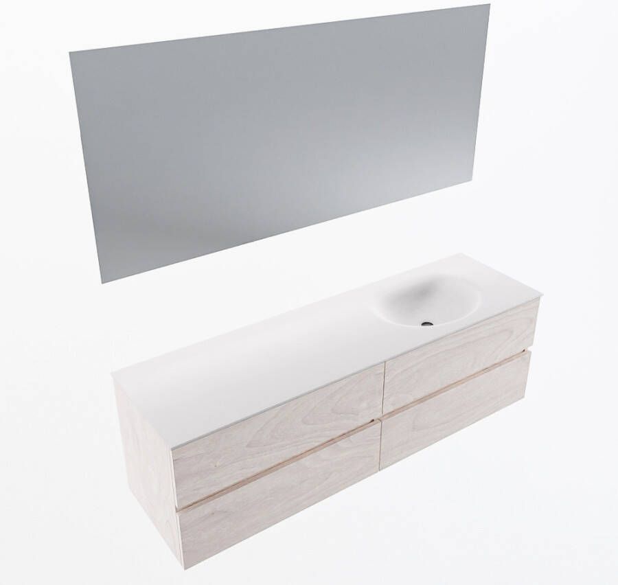 Mondiaz VICA 160cm badmeubel onderkast Underlayment 4 lades. Wastafel MOON rechts 1 kraangat kleur Talc.