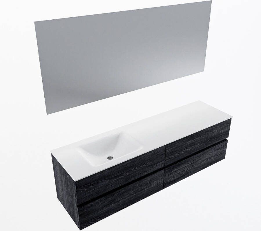 Mondiaz VICA 170cm badmeubel onderkast Antracite 4 lades. Wastafel CLOUD links 1 kraangat kleur Talc.