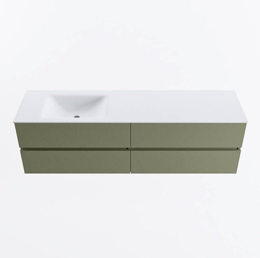 Mondiaz VICA 170cm badmeubel onderkast Army 4 lades. Wastafel CLOUD links 1 kraangat kleur Talc.