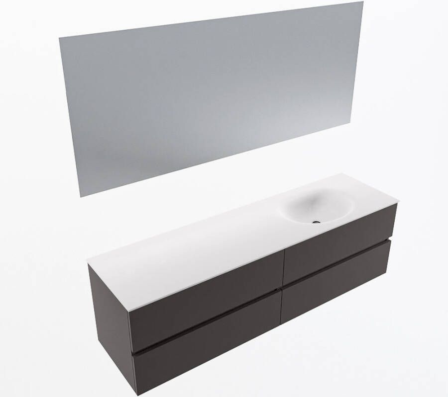 Mondiaz VICA 170cm badmeubel onderkast Dark Grey 4 lades. Wastafel MOON rechts 1 kraangat kleur Talc.