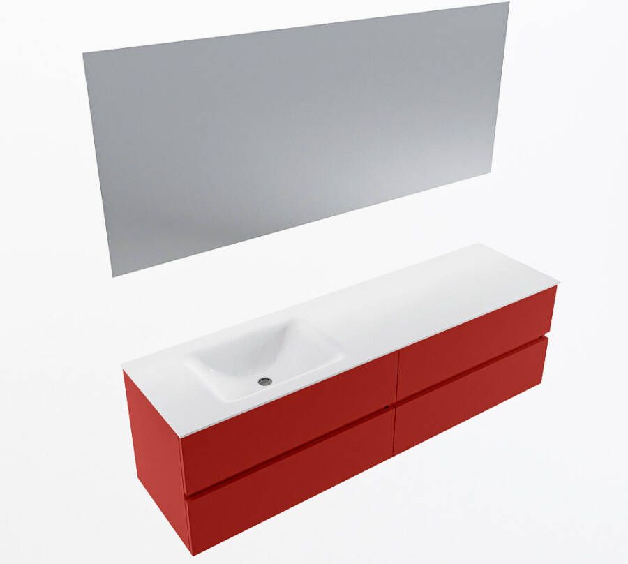 Mondiaz VICA 170cm badmeubel onderkast Fire 4 lades. Wastafel CLOUD links zonder kraangat kleur Talc.