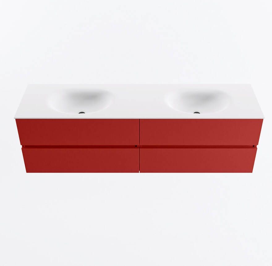 Mondiaz VICA 170cm badmeubel onderkast Fire 4 lades. Wastafel MOON dubbel 2 kraangaten kleur Talc.