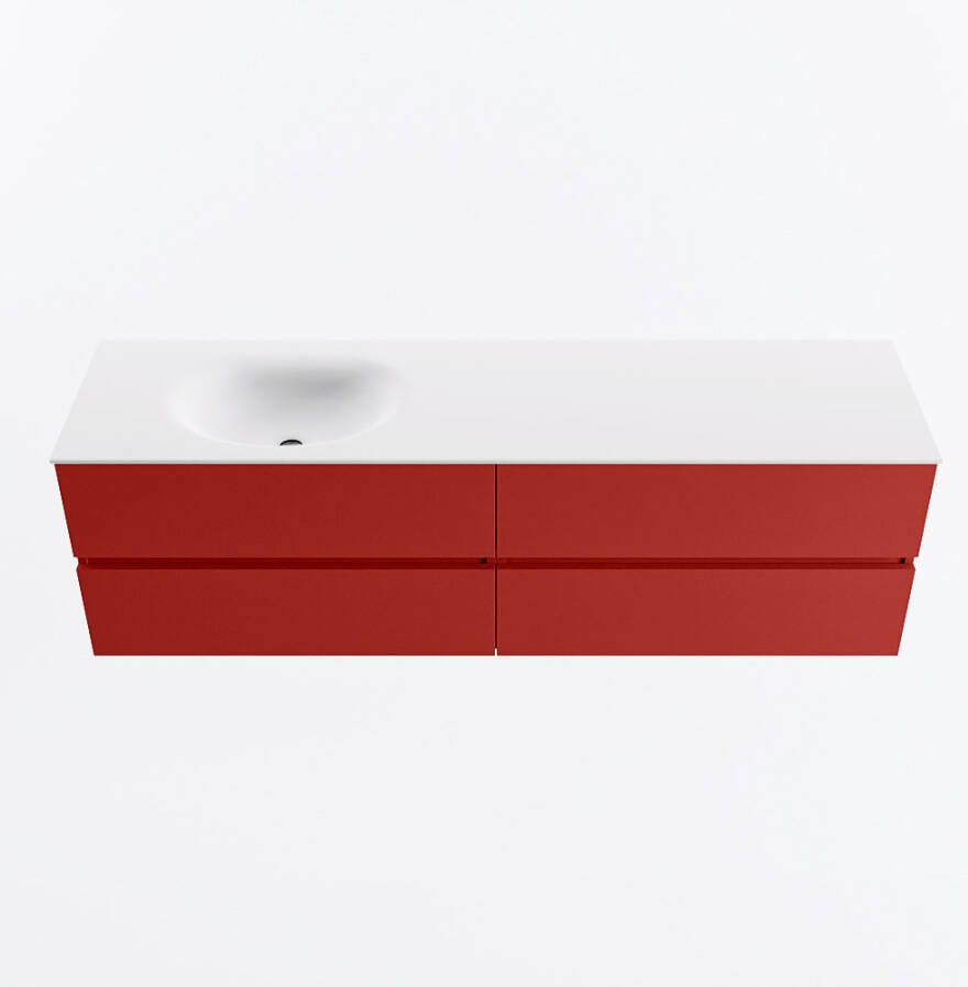Mondiaz VICA 170cm badmeubel onderkast Fire 4 lades. Wastafel MOON links 1 kraangat kleur Talc.