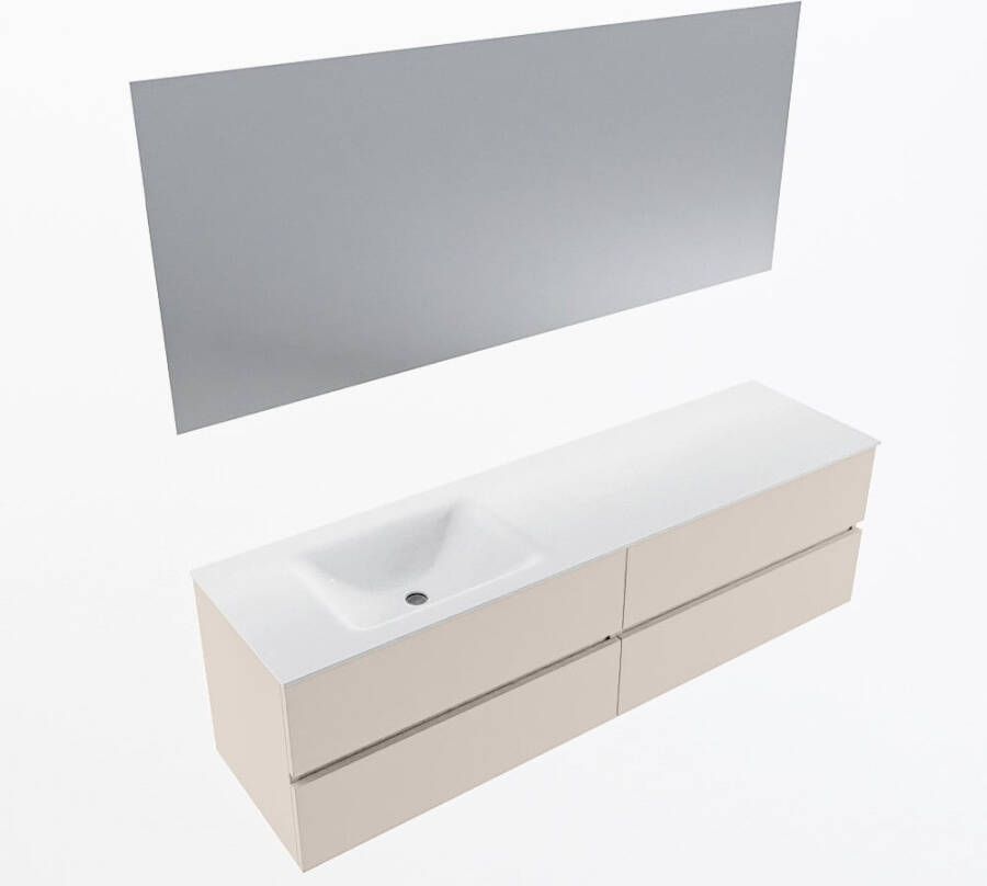 Mondiaz VICA 170cm badmeubel onderkast Linen 4 lades. Wastafel CLOUD links zonder kraangat kleur Talc.