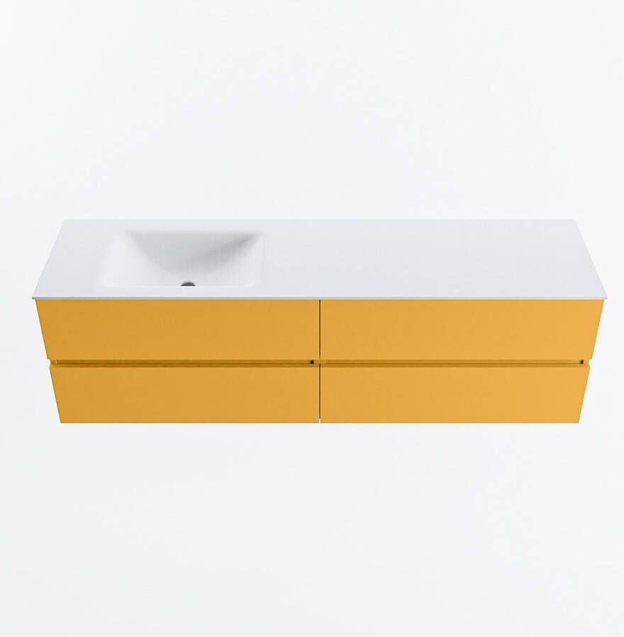 Mondiaz VICA 170cm badmeubel onderkast Ocher 4 lades. Wastafel CLOUD links 1 kraangat kleur Talc.