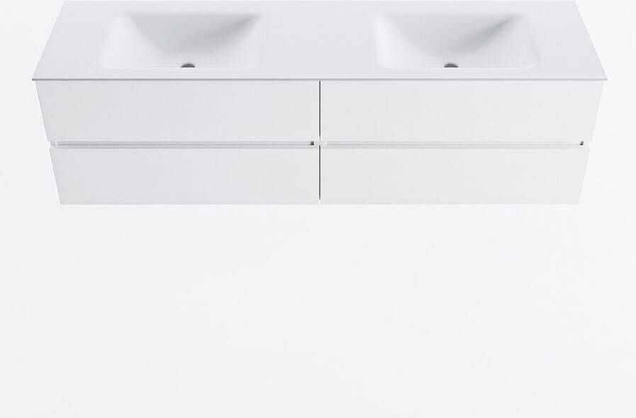 Mondiaz VICA 170cm badmeubel onderkast Talc 4 lades. Wastafel CLOUD dubbel 2 kraangaten kleur Talc.