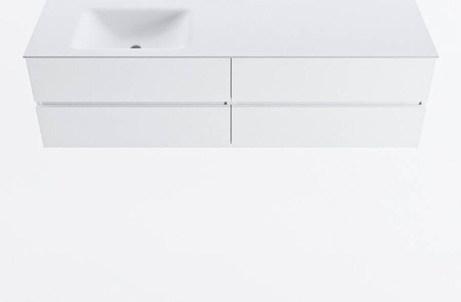 Mondiaz VICA 170cm badmeubel onderkast Talc 4 lades. Wastafel CLOUD links zonder kraangat kleur Talc.