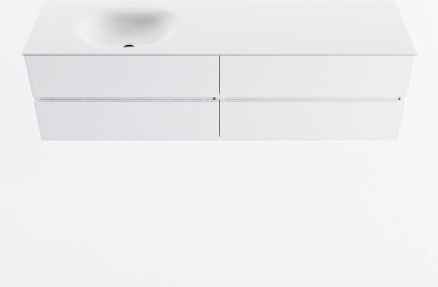 Mondiaz VICA 170cm badmeubel onderkast Talc 4 lades. Wastafel MOON links 1 kraangat kleur Talc.