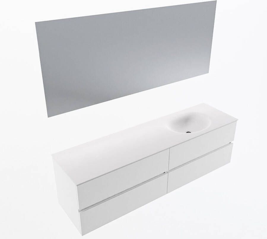 Mondiaz VICA 170cm badmeubel onderkast Talc 4 lades. Wastafel MOON rechts zonder kraangat kleur Talc.