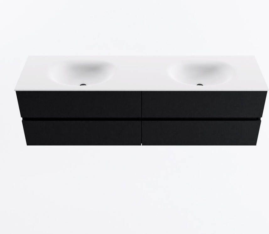 Mondiaz VICA 170cm badmeubel onderkast Urban 4 lades. Wastafel MOON dubbel 2 kraangaten kleur Talc.