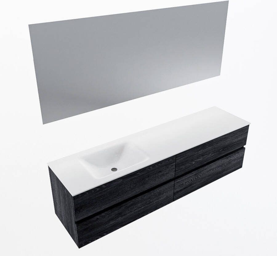 Mondiaz VICA 180cm badmeubel onderkast Antracite 4 lades. Wastafel CLOUD links 1 kraangat kleur Talc.