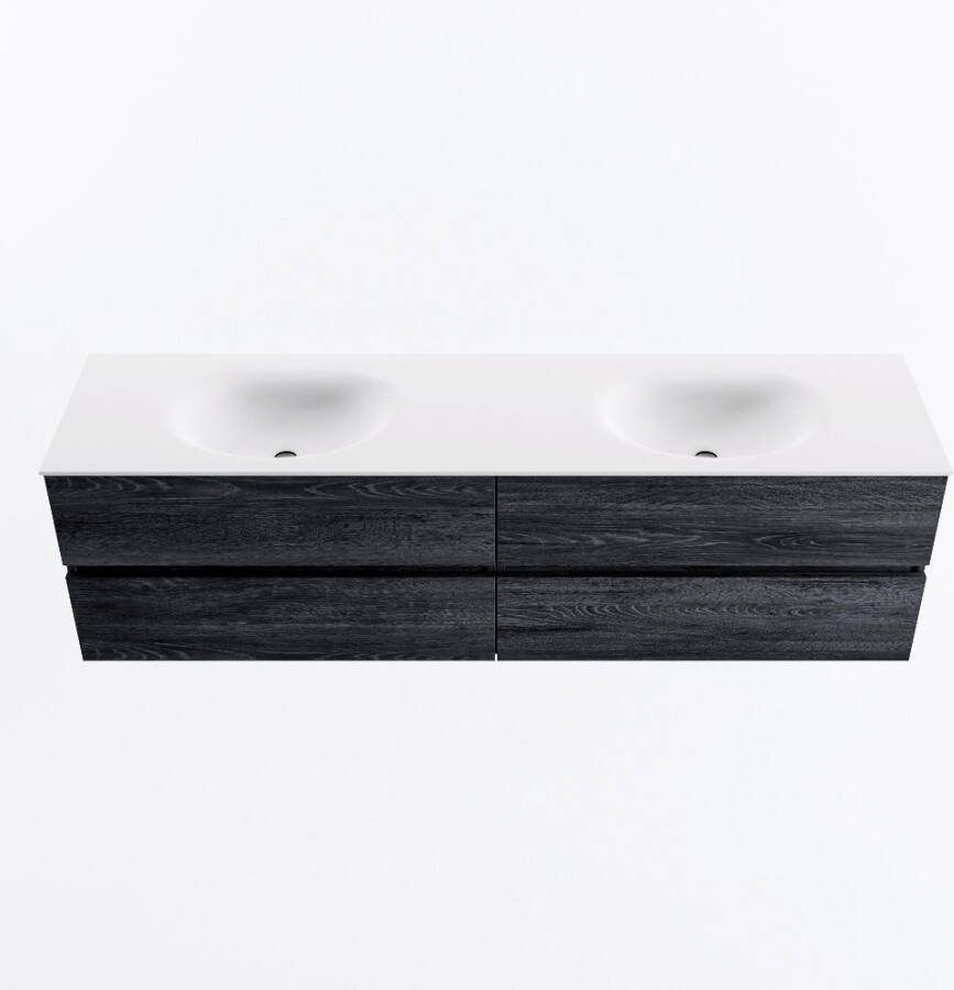 Mondiaz VICA 180cm badmeubel onderkast Antracite 4 lades. Wastafel MOON dubbel 2 kraangaten kleur Talc.