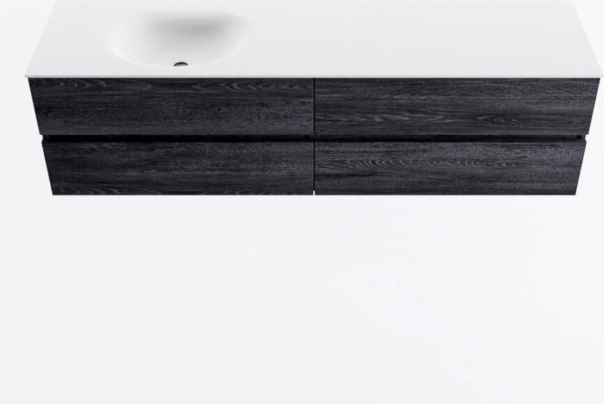 Mondiaz VICA 180cm badmeubel onderkast Antracite 4 lades. Wastafel MOON links 1 kraangat kleur Talc.