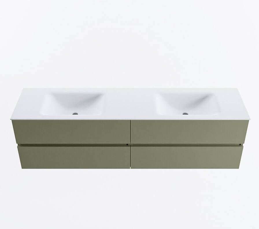 Mondiaz VICA 180cm badmeubel onderkast Army 4 lades. Wastafel CLOUD dubbel 2 kraangaten kleur Talc.