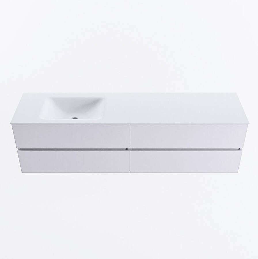 Mondiaz VICA 180cm badmeubel onderkast Cale 4 lades. Wastafel CLOUD links 1 kraangat kleur Talc.