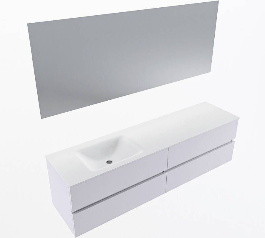 Mondiaz VICA 180cm badmeubel onderkast Cale 4 lades. Wastafel CLOUD links zonder kraangat kleur Talc.