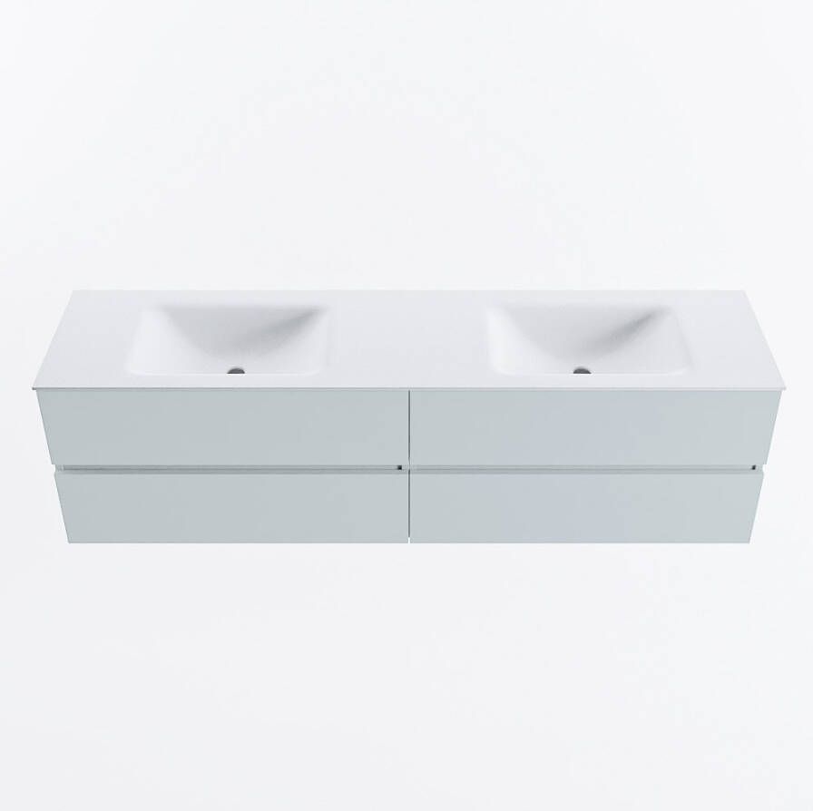 Mondiaz VICA 180cm badmeubel onderkast Clay 4 lades. Wastafel CLOUD dubbel 2 kraangaten kleur Talc.