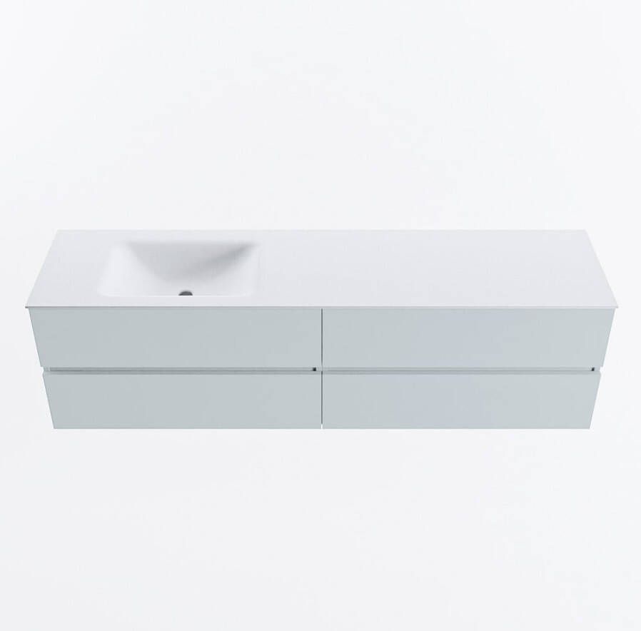 Mondiaz VICA 180cm badmeubel onderkast Clay 4 lades. Wastafel CLOUD links 1 kraangat kleur Talc.