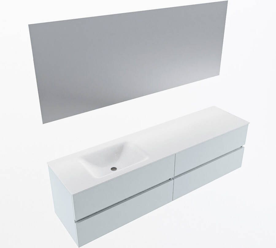 Mondiaz VICA 180cm badmeubel onderkast Clay 4 lades. Wastafel CLOUD links zonder kraangat kleur Talc.