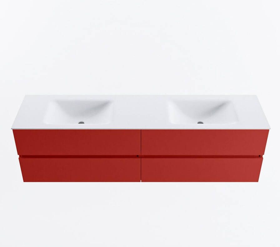 Mondiaz VICA 180cm badmeubel onderkast Fire 4 lades. Wastafel CLOUD dubbel 2 kraangaten kleur Talc.