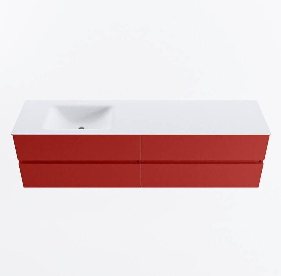 Mondiaz VICA 180cm badmeubel onderkast Fire 4 lades. Wastafel CLOUD links 1 kraangat kleur Talc.