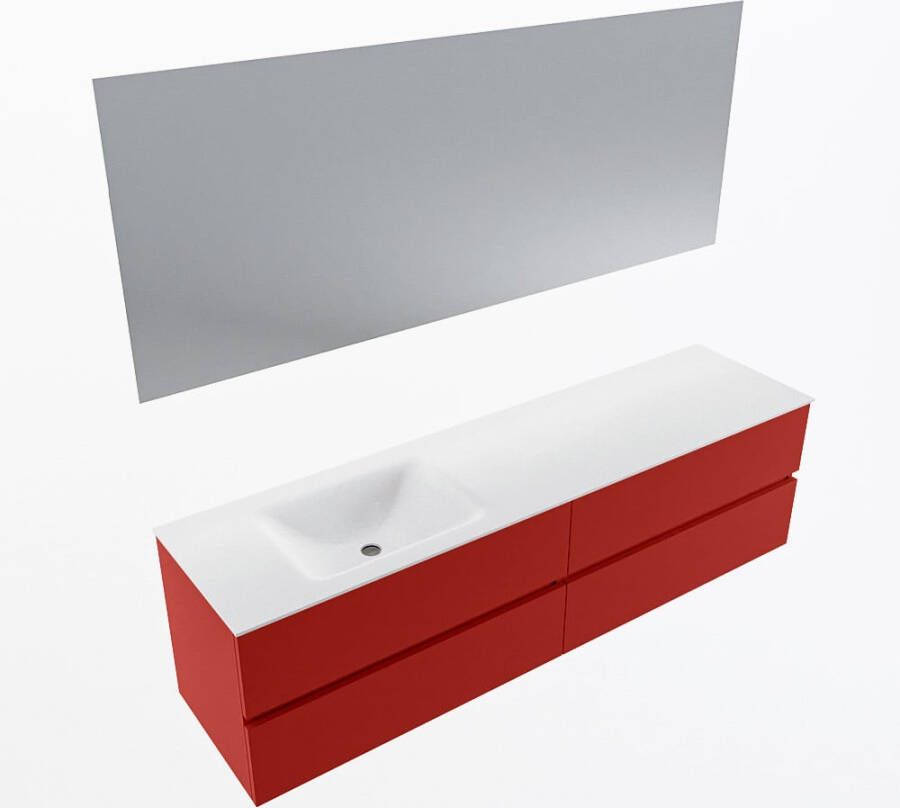 Mondiaz VICA 180cm badmeubel onderkast Fire 4 lades. Wastafel CLOUD links zonder kraangat kleur Talc.
