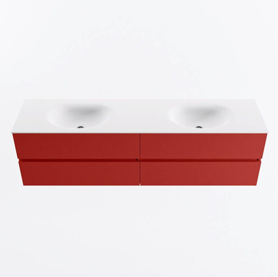 Mondiaz VICA 180cm badmeubel onderkast Fire 4 lades. Wastafel MOON dubbel 2 kraangaten kleur Talc.